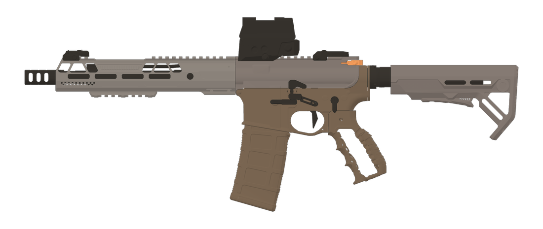 Complete Titanium and Bronze rifle visualization with independently configurable parts